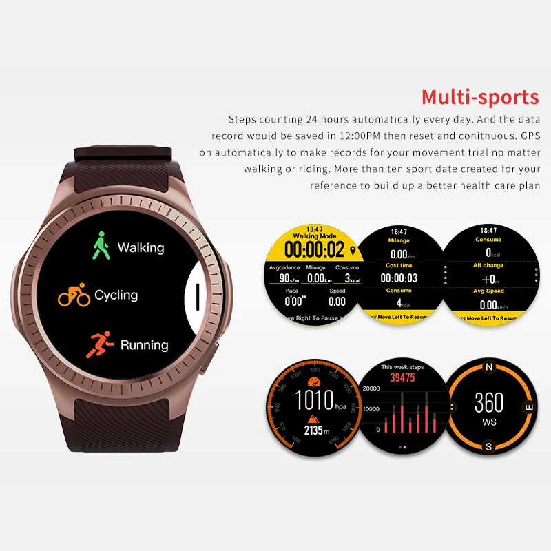 Microwear L1 sports smart watch for Android ios MTK2503 heart rate 2G Wifi Bluetooth call 0.2M Camera TF card