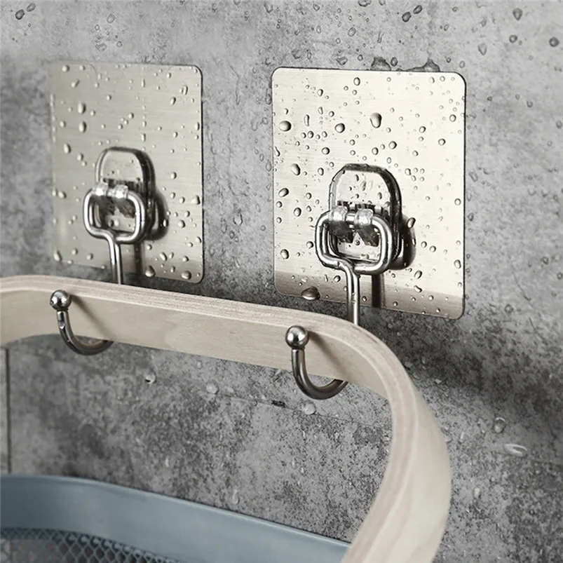 مثبت شماعات جدران الذاتي لاصق السنانير المعادن فائدة خطاطيف تعليق تخزين جدار السنانير شماعات المطبخ الحمام الالتصاق L23