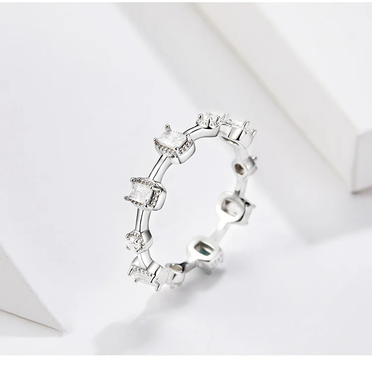 BAMOER,, 925 пробы, серебряное кольцо на палец, Аутентичные, роскошные ювелирные изделия для женщин, свадебные, SCR531