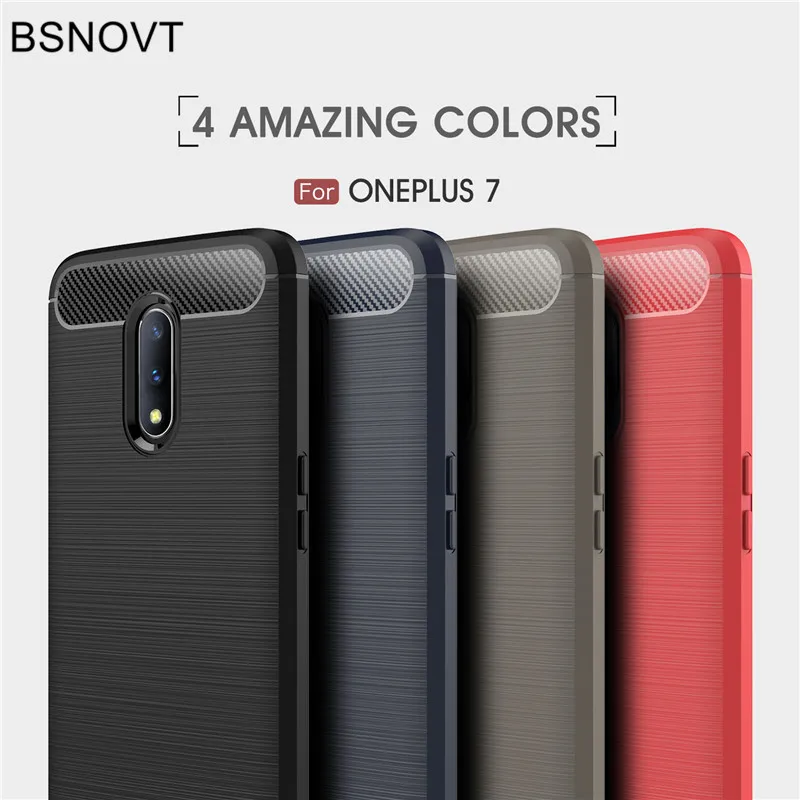 

BSNOVT Oneplus 7 Case One Plus 7 Cover Shockproof Silicone Brushed Bumper Case For Oneplus 7 Phone Funda Coque