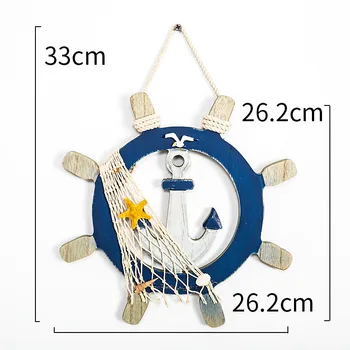 

Mediterranean Woody Lifebuoy Hanging Steersman Swimming Circle Decorative Murals Wind Restoring Ancient Ways Decoration Crafts