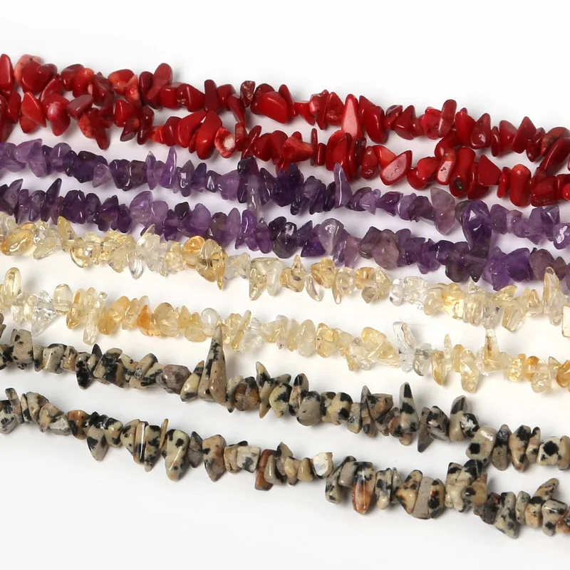 

Natural Chips Shape Stone Beads( Material Orange Tourmaline Apatite Blue Sand Black Quartz) Stand 34"
