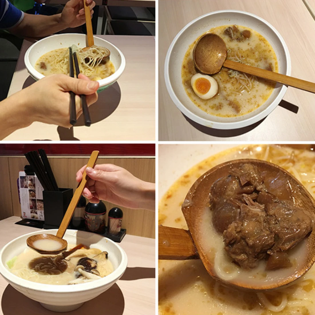 

Japanese Soup Ladle Solid Wood Turtle Shell-Shaped Hot Pot Spoon Ramen Tablespoon