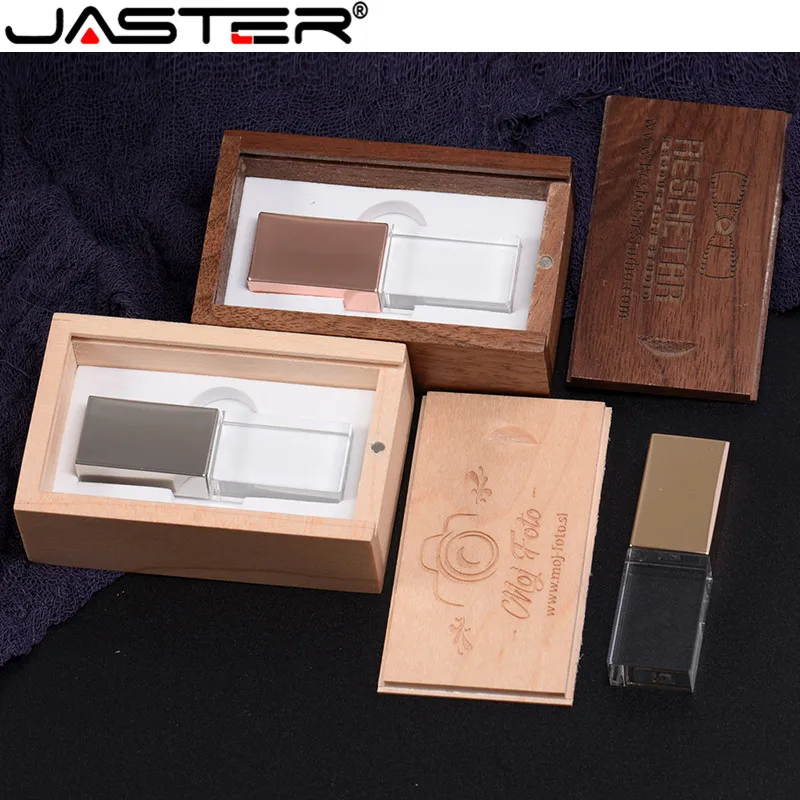JASTER модный новый кристалл Usb с деревянной коробкой реальная емкость креативный USB