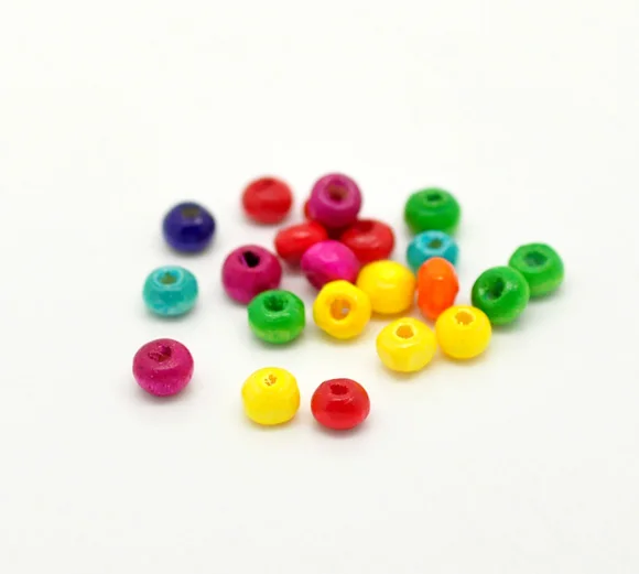 

DoreenBeads Wood Spacer Beads Round Mixed About 4mm( 1/8") x 3mm( 1/8"), Hole: Approx 1.5mm, 450 PCs