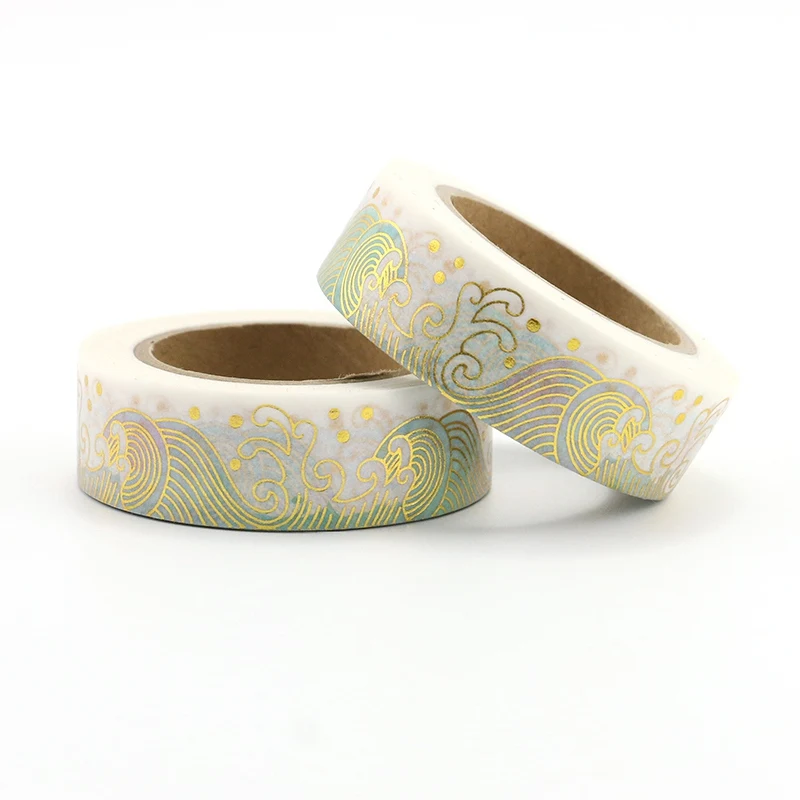 2 Pcs Cute Gold and Blue Foil Washi Tapes Japanese Paper 1.5cm*10m Scrapbooking Masking Tape