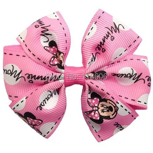 Cute Boutique Pink Mickey Minnie Mouse Pinwheel Hair Bows With Alligator Clips Headwear.jpg