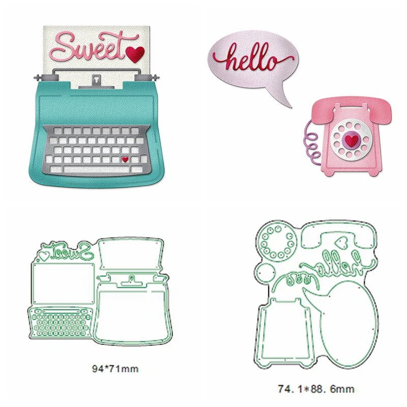 

Hello Telephone Typer Metal Cutting Dies Stencils For DIY Scrapbooking Decorative Embossing Valentine Handcraft Die Cut Template