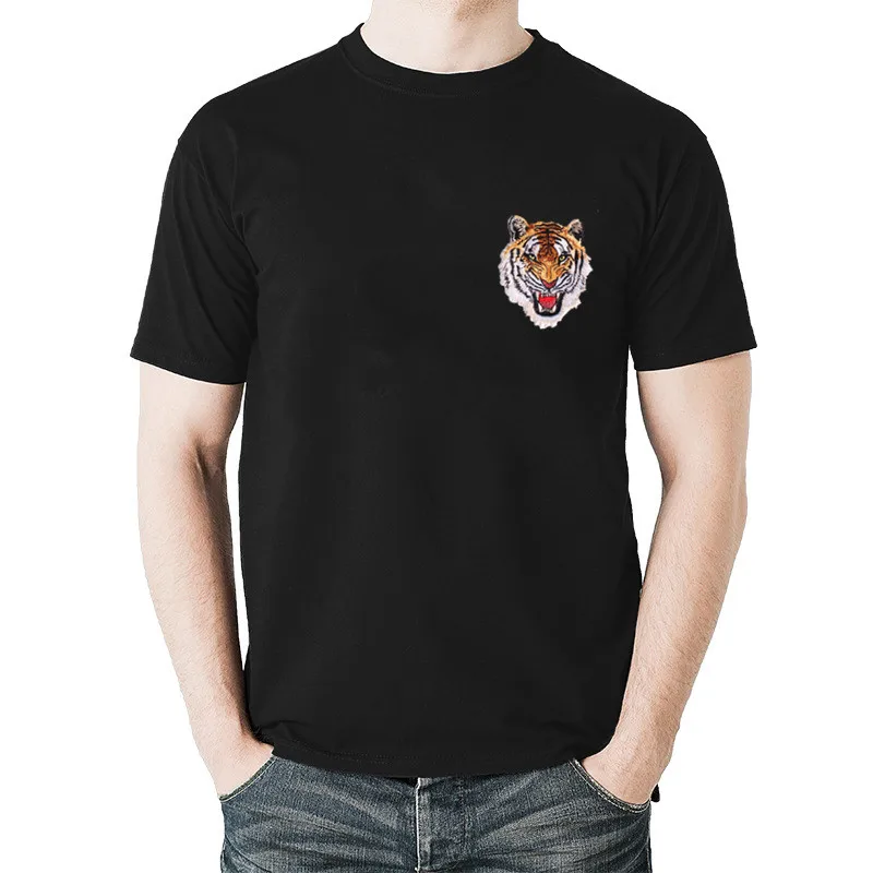 Tiger brand embroidery tops shirt men's short sleeve embroidery t shirt