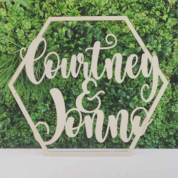 

Hexagon Name Sign Wooden Personalized Wedding Couple Name Sign Custom Wedding Gifts Rustic Country Wedding Decoration