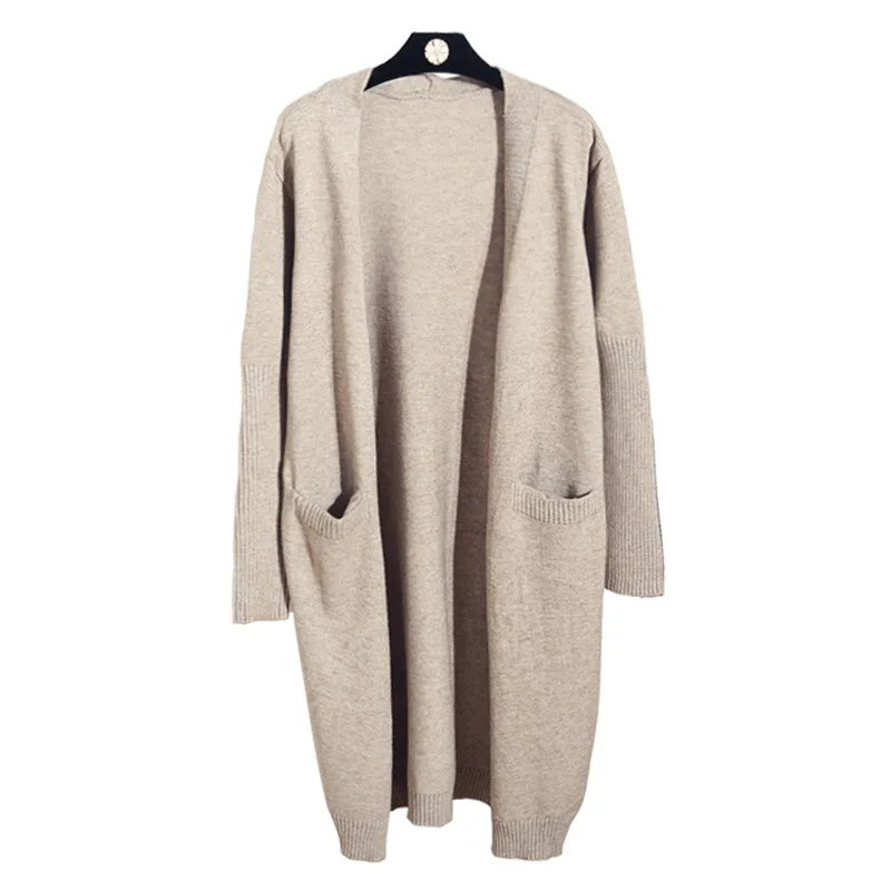 

2019 women sweater long cardigan winter clothes knitwear V-neck jacket coat Korean style loose knitted long sweater winter