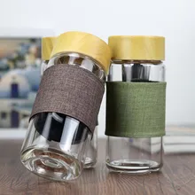 400 мл стеклянная кружка для путешествий, уличная кофейная чашка, толстая настенная стеклянная Автомобильная чашка для воды, нескользящая крышка, офисные подарочные чашки с чайной заваркой