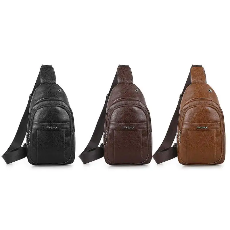 

Men Crossbody Messenger Shoulder Bags PU Leather Vintage Casual Chest Pack 30 x 17 x 6 cm/11.8*6.7*2.36in PU materials