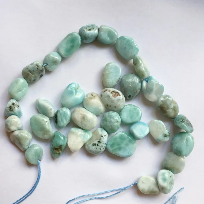 Wholesale Natural Genuine Raw Mineral Blue Larimar Hand Cut Nugget Free Form Loose Rough Matte Faceted Beads 6-12mm 15&quot Not Dye |
