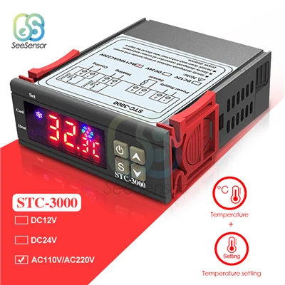 STC-1000 STC-3000 STC-3008 STC-3018 светодиодный цифровой Температура контроллер термостат терморегулятор инкубатор 12V 24V 110V 220V - Цвет: STC-3000 AC 110-220V