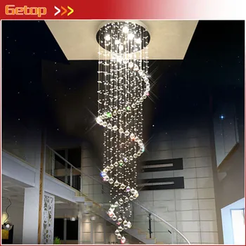 

Getop Modern K9 Crystal Chandeliers Luxury Luster Pendant Lamp Designer Ceiling Chandeliers Ball Spiral Art Luminaire Decoration