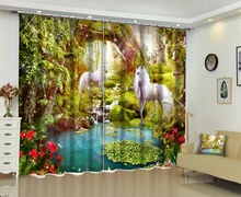 Chinese Modern Luxury Horse 3D Blackout Window Curtain Drapes For Living room Bed room Office Hotel Wall Tapestry Cortinas