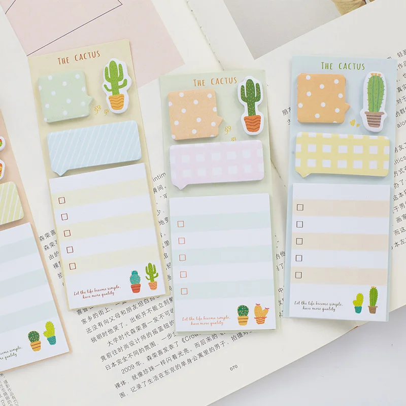 

Cactus Memo Pad Kawaii Dots Multi Shape Fall Green Plants Planner Sticky Notes Writing Pads Stationery Office School Supplies