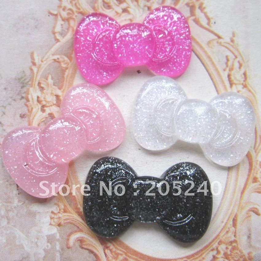 

20pcs Hot Sale Kawaii Resin Glitter Bow For DIY Phone Decoration