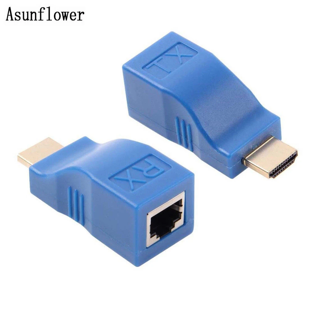 

2PCS 1080P HDMI Extender to RJ45 Connector Over Cat 5e/6 Network LAN Ethernet Converter Cable Adapter For Laptop TV box STB etc