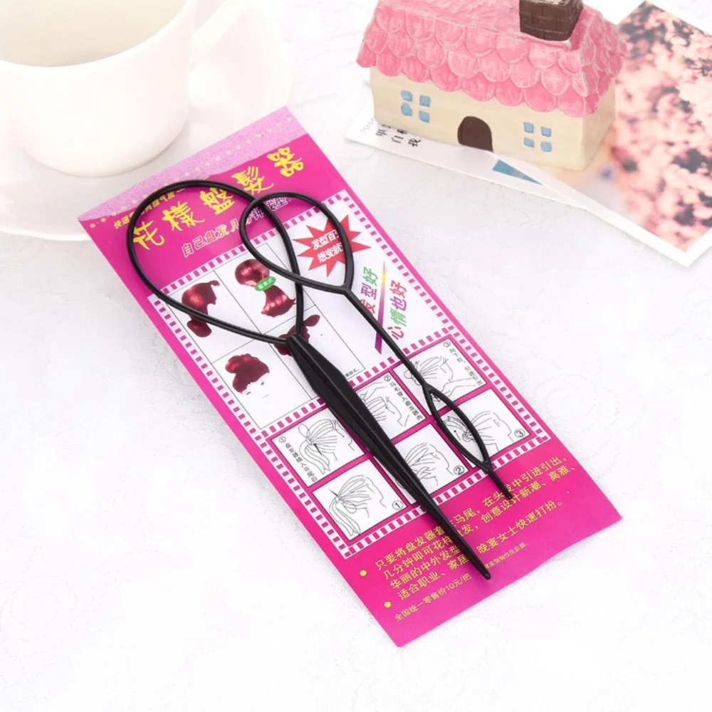 

OLD STREET 1Set (large and samll) Black Plastic Magic Hair Braid Ponytail Maker Clip Tool Simple Hair Style Accessories Styling