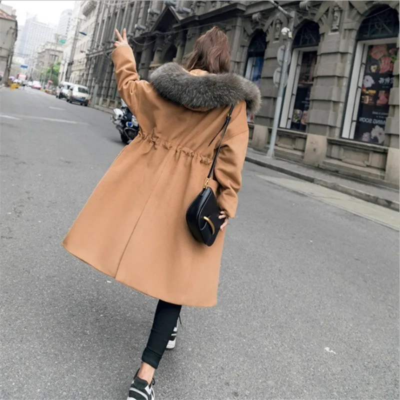 Pour Tranchée Filles Fourrure De Manteau À Col Avec Capuchon kaki Femmes Long Les Mince Gris RAvqwR