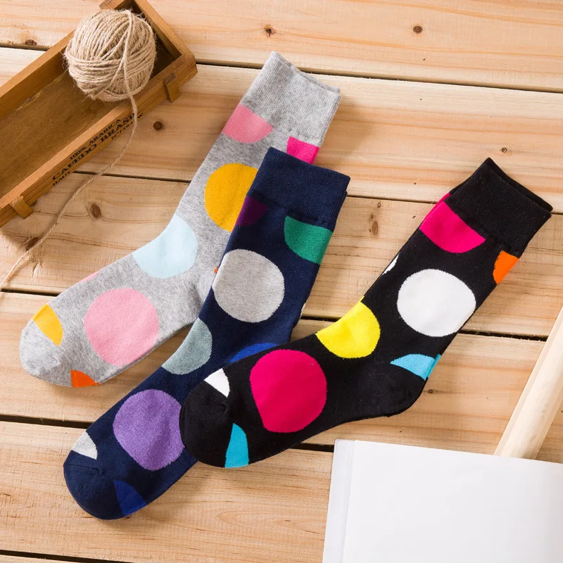 

New Fashion Trendy Colorful Big Polka Dots Socks Happy Funny Novelty Socks Women Men Personality Cotton Sock Streetwear Hot Sale