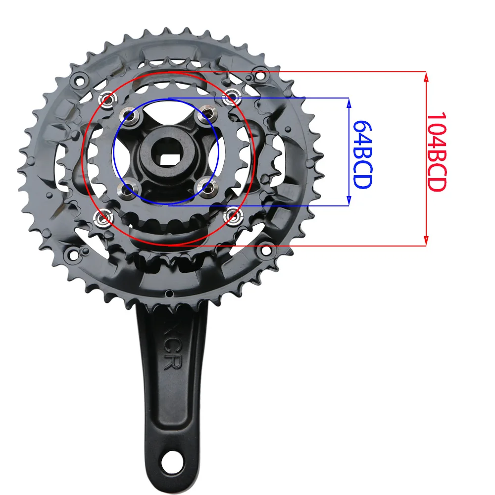 MTB шатун для дорожного велосипеда, набор 22T 32T 44T 9 speed 27 S, велосипедная коленчатая шестерня, дисковая звездочка, 170 мм, кривошипная цепь 104BCD 64BCD