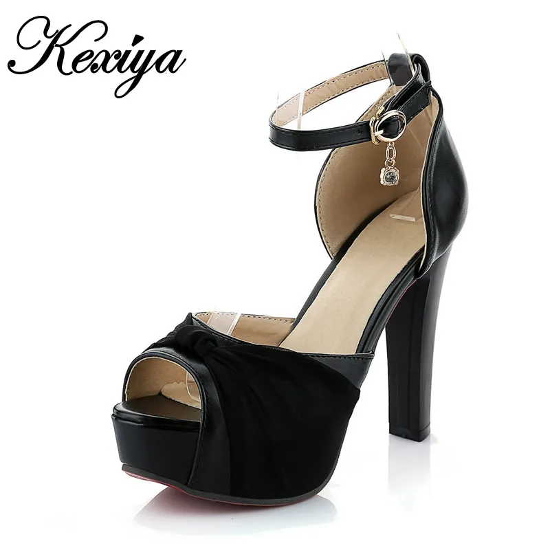 

2016 New Big size 33-43 Fashion women shoes sexy bowknot decoration red bottom high heels Ankle Strap platform sandals GT-M28