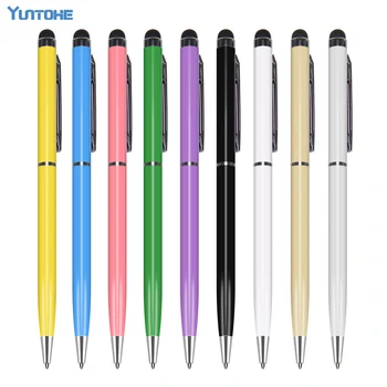 

High quality 0.7MM Refill 2 In 1 Capacitive Touch Screen universal Stylus Ball Point Pen For Touch Screen 100pcs/Lot