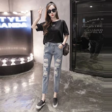 Большие размеры women женские брендовые винтажные облегающие джинсы до пояса джинсы из денима облегающие рваные джинсы Рваные брюки женские сексуальные брюки для девочек