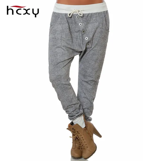 2018 Women Elegant Chino Boyfriend Girlfriend Hipsters Baggy Harem Pants Fashion Casual Buttons Work Solid Loose Pantalon S-5XL