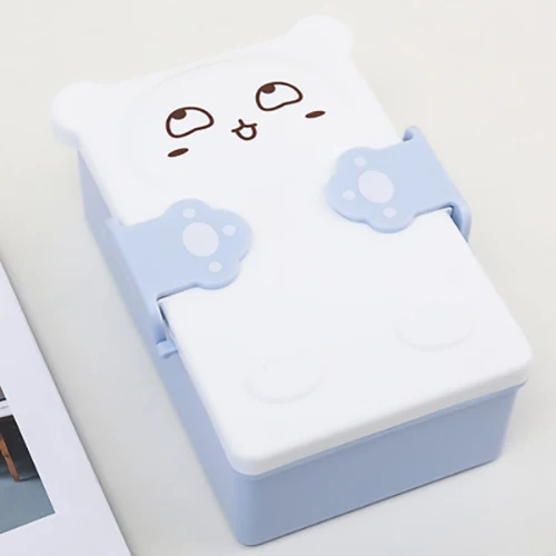 Blue ( Kitten ) Детские Мультяшные милые коробки Bento, двухслойный пластиковый Ланч-бокс, контейнер для хранения еды, микроволновая печь для детей и школьников - Цвет: Blue ( Kitten )