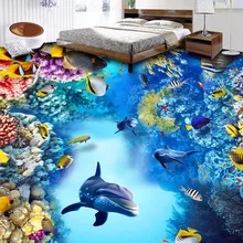 Заказ росписи обои подводный мир черепаха дети Спальня Гостиная Ванная комната 3D ПВХ самоклеющаяся пол обои де сравнению