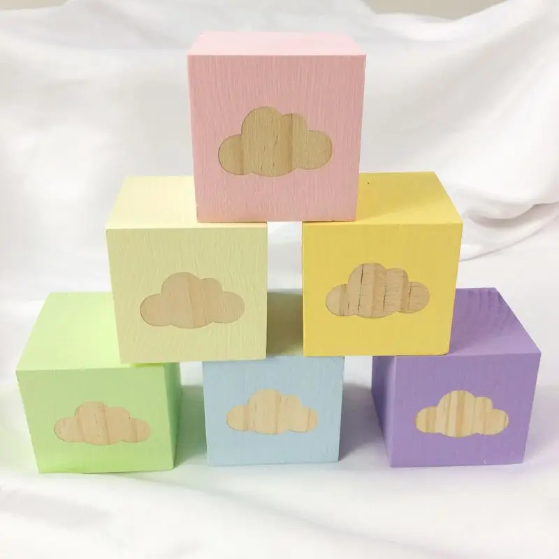

Baby Photography Props Accessories Home Decoration Clouds Square Cube Solid Wood Personality Baby Photo Props Children Products