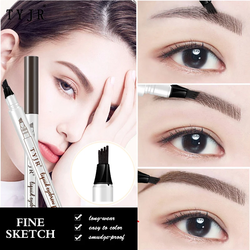 

TYJR Brand Eye Brow Tint Cosmetics Natural Long Lasting Paint Tattoo Eyebrow Waterproof Dark Brown Eyebrow Pencil Makeup Set