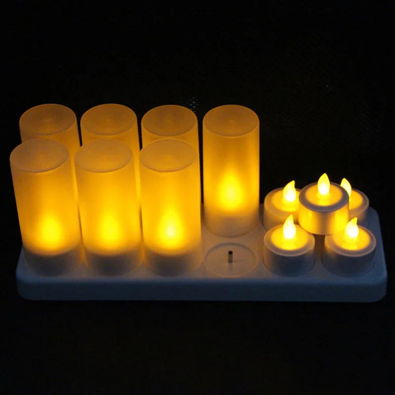 

HOT 12Pcs Rechargeable LED Flameless Candle Light Long Lasting for Restaurants Home Party Decor NDS66