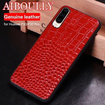 

AIBOULLY For Huawei P30 Case Genuine Leather Phone Protective Back Cover For Huawei P30 P30 Pro Mobile Phone Case