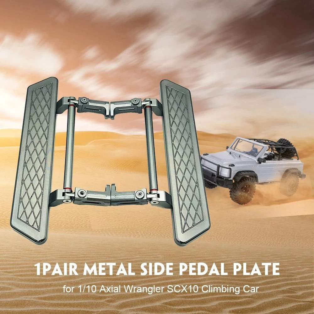 

2PCS Metal Side Pedal Plate Anti-skid Plate Adjustable Side Sliders For 1/10 Axial Wrangler SCX10 Climbing RC Car Accessories