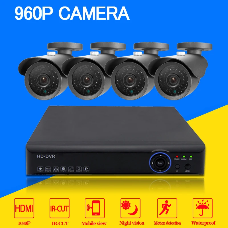 4CH CCTV System 1080P HDMI AHD 4CH AHD NH 1080N CCTV DVR 4PCS 1.3 MP IR
