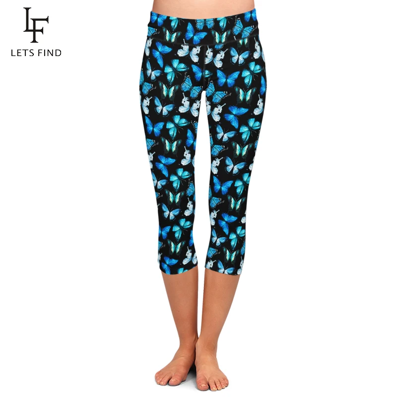 LETSFIND Summer Fashion 3D Butterfly Design Digital Printing High Waist Women Capri Leggings Plus Size Workout Leggings LETSFIND Summer Fashion 3D Butterfly Design Digital Printing High Waist Women Capri Leggings Plus Size Workout Leggings