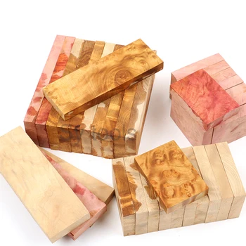 

Knife handle wood material Burmese Gold camphor yellow and red color 2pcs