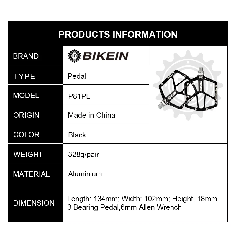 Bikein ЧПУ Алюминий педаль сверхлегкий Велоспорт MTB Велосипедный Спорт 9/16 дюйма на плоской платформе Педали для автомобиля 3 герметичный Подшипник Горный велосипед Запчасти