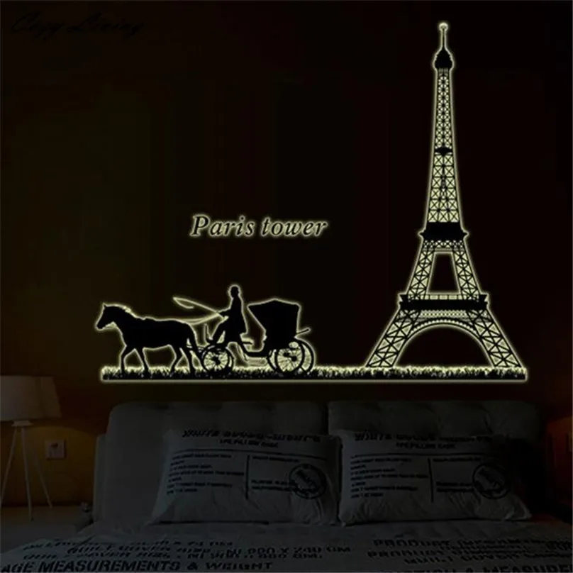 Luminous Wall Stickers Paris Eiffel Tower Removable Vinyl Art Decal