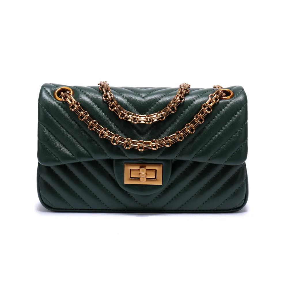 Новые женские сумки-мессенджеры из натуральной кожи на цепочке, женские ручные сумки Bolsas De Mujer Sac Bandouliere Femme, роскошные сумки - Color: Green