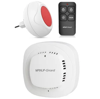 

Wolf-Guard Wireless Home Smoke Detector Alarm Security System 433MHZ Indoor Sound Flash Siren EU Plug come with Smoke Detector