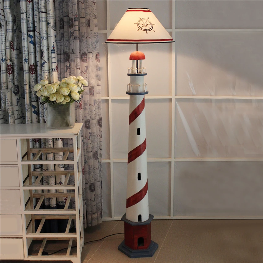 Средиземноморский деревянный маяк, стоячие напольные лампы, лампа, вертикальная кафе, детская комната, напольные светильники, декоративное освещение