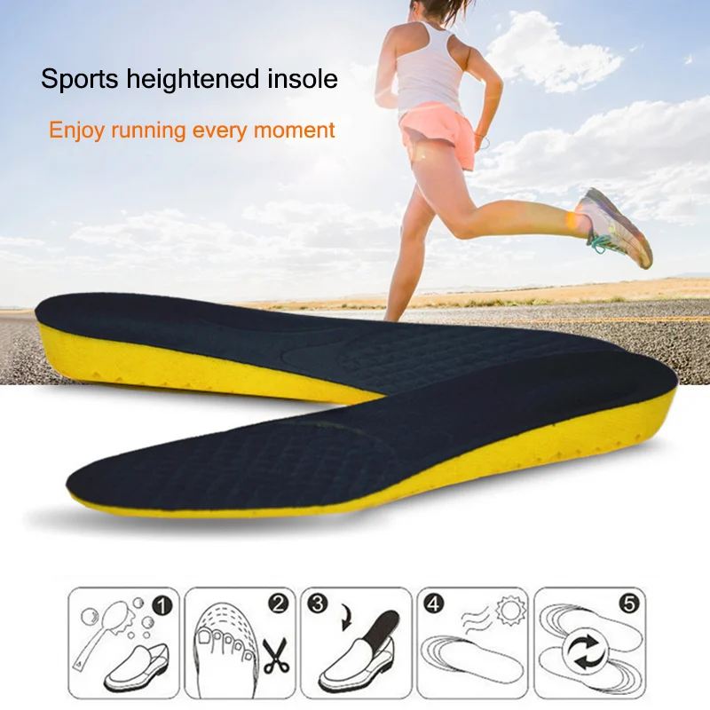 

1 Pair Women Men Height Increase Insoles Breathable Shock Absorption Shoes Pads Best Sale-WT