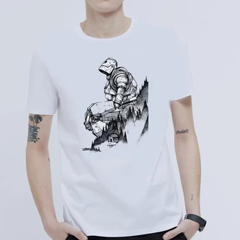 

2019 Man New Tee Summer Men Fashion Round Neck T-shirt Pure Cotton Breathable Print Iron Giant Casual Style Top Quality Tee