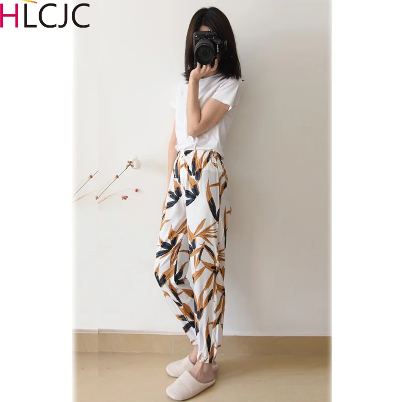 

High Quality Summer New Cotton Sleep Bottoms Pajama Pants Womens Floral Lounge Pants Casual Loose Home Pants Female